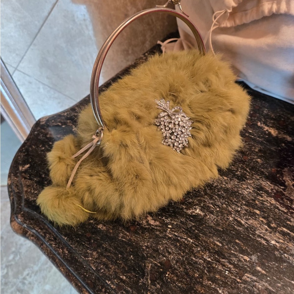 Green Faux Fur Handbag